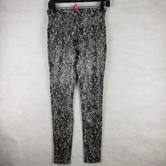 Spanx Women's L Faux Leather Shine Snakeskin Leggings Gray Animal Print New - Picture 10 of 12